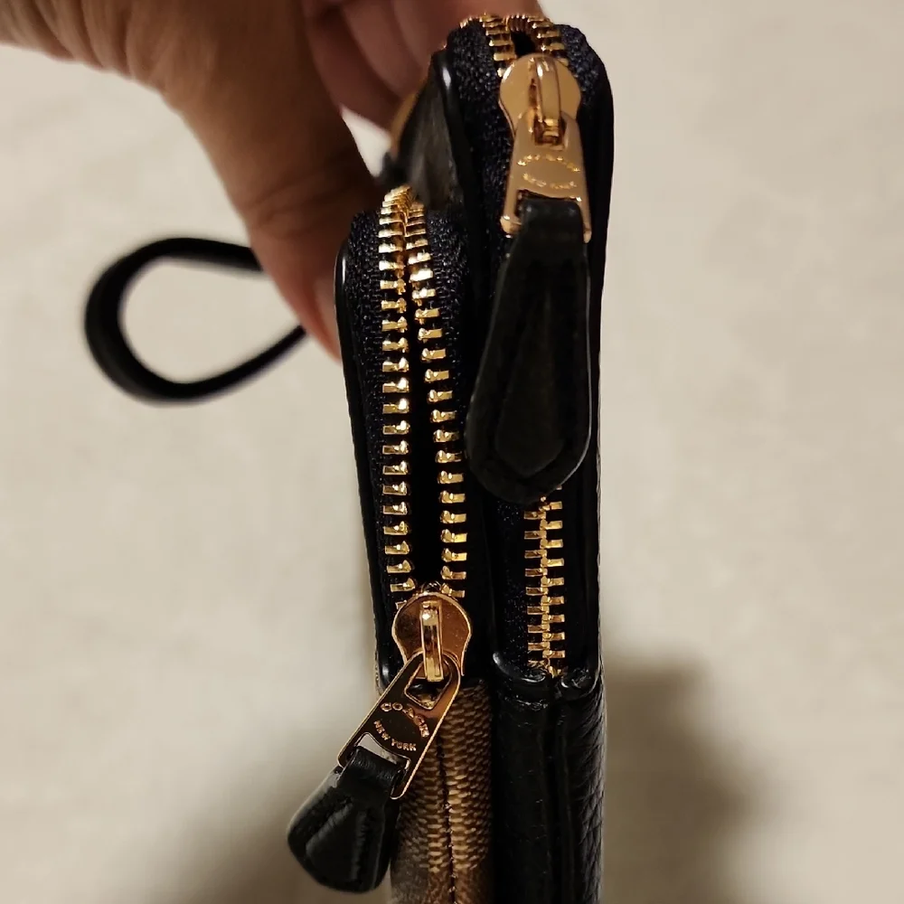 Coach Tan and Brown Signature Wristlet - Picture 4 of 7